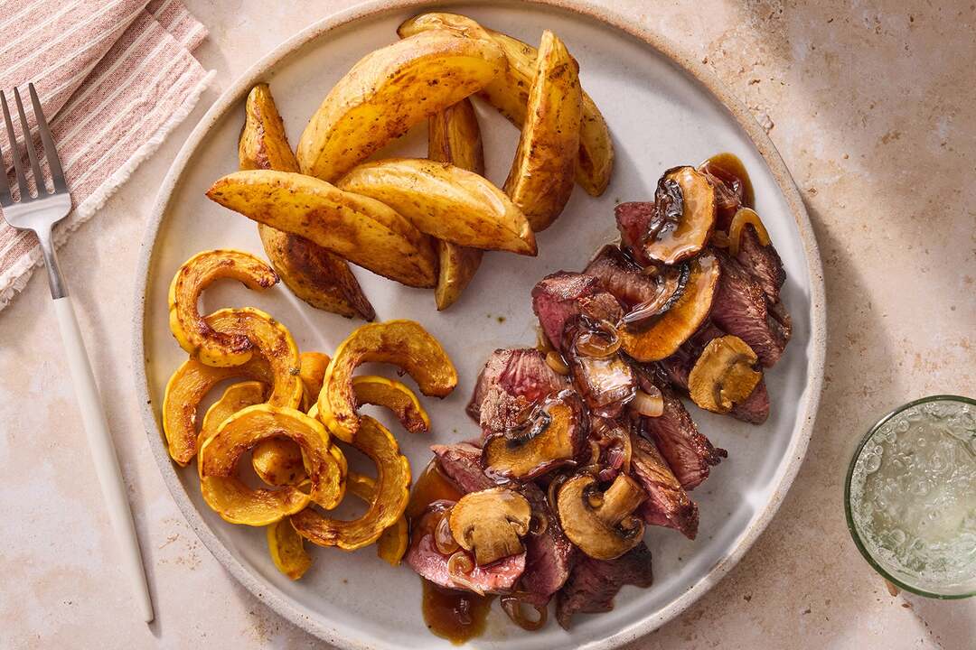 Seared Steaks & Balsamic Glazed Mushrooms