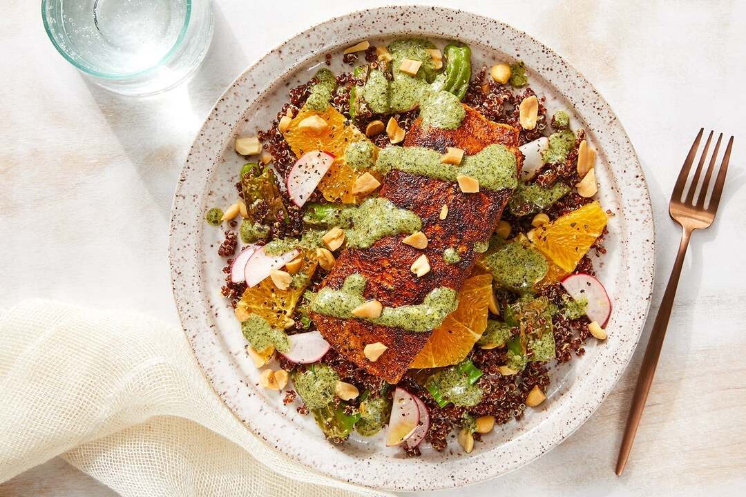 Mexican-Spiced Salmon & Cilantro Sauce