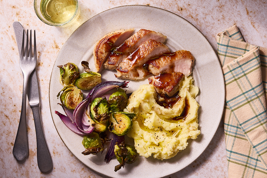 Pork Chops & Blueberry Bourbon Pan Sauce