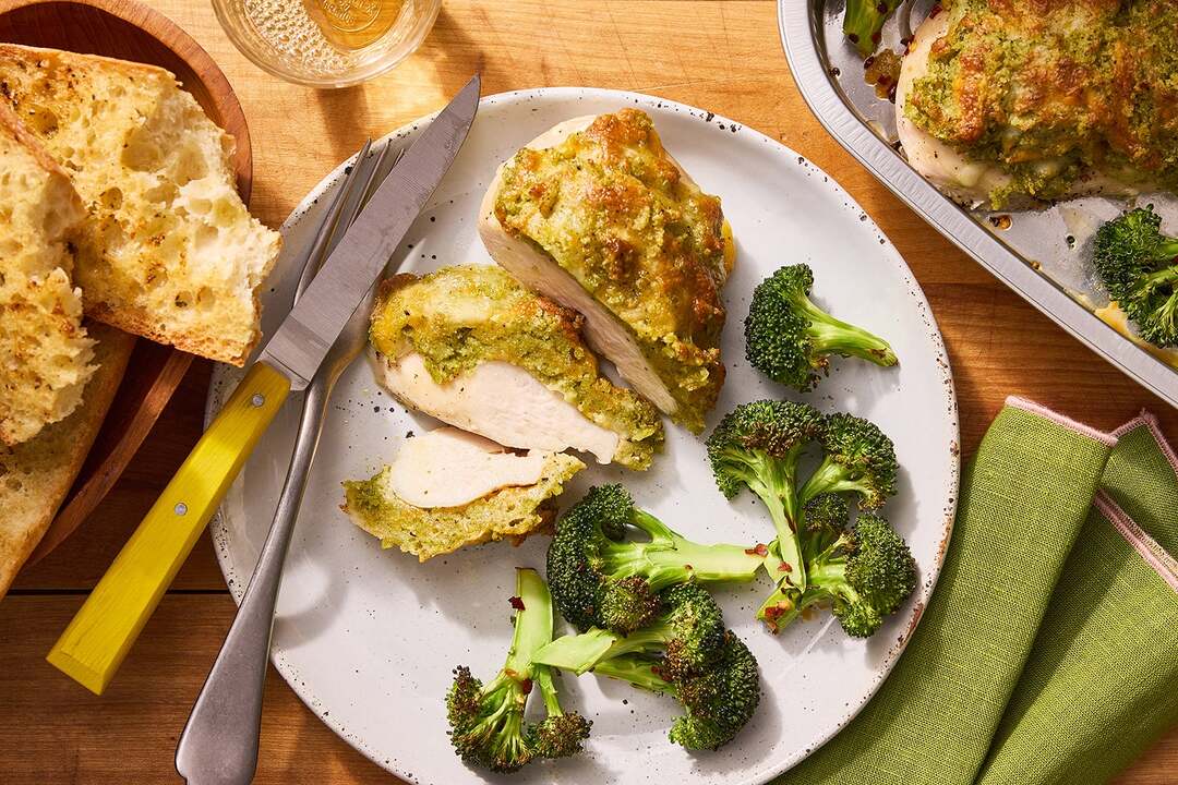 Cheesy Pesto Baked Chicken