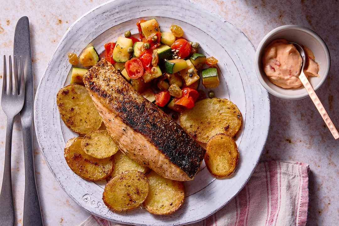 Crispy Skin Salmon & Calabrian Mayo