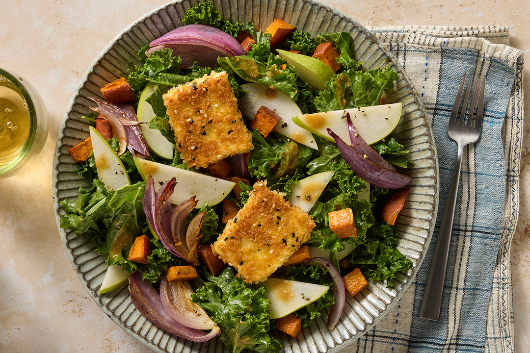 Fried Feta Kale Salad