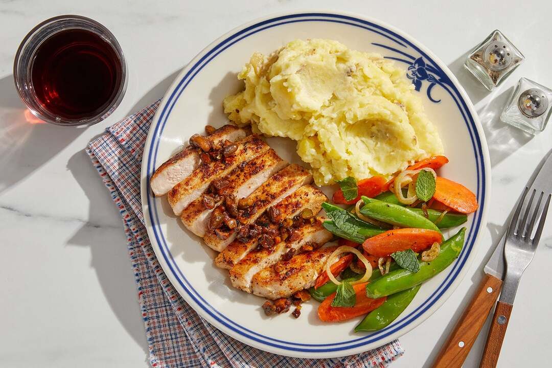 Pork Chops & Brown Butter-Pecan Sauce