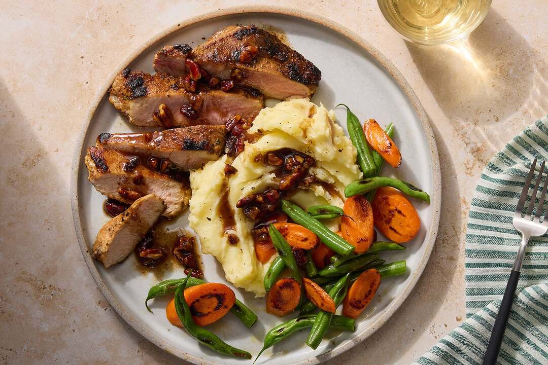 Pork Chops & Brown Butter-Pecan Sauce