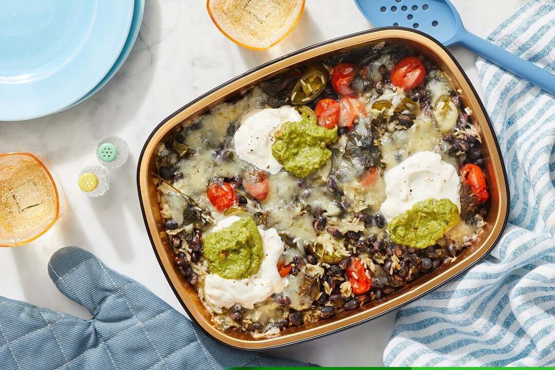 Oven-Baked Tomatillo Rice & Beans