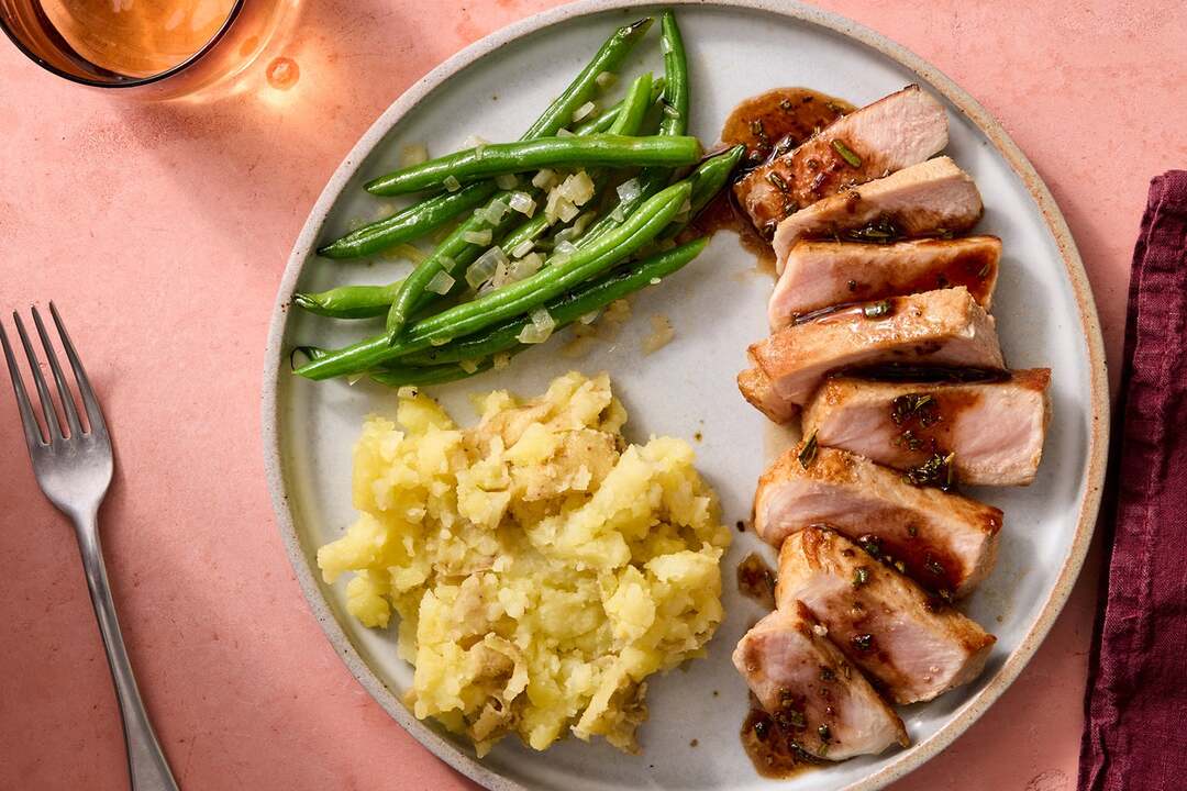 Pork Chops & Blueberry Bourbon Pan Sauce