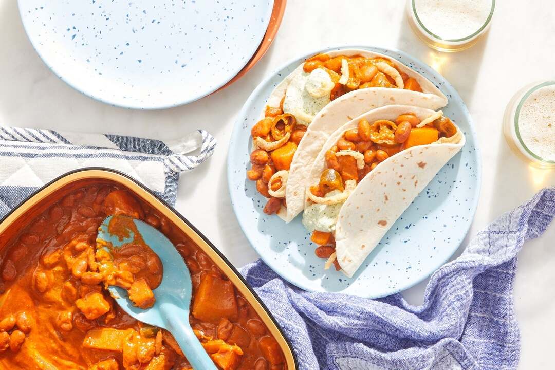 Oven-Baked Squash & Pinto Bean Tacos