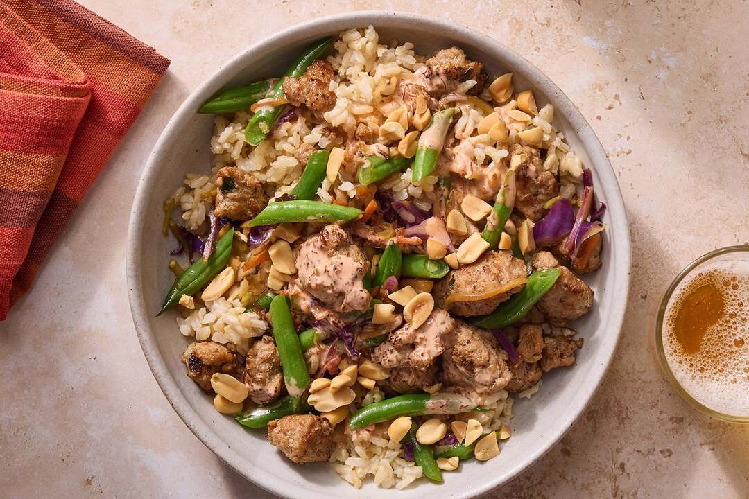 Sesame Pork & Cabbage Brown Rice Bowls