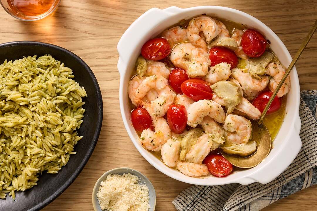 Baked Garlic Shrimp & Tomatoes