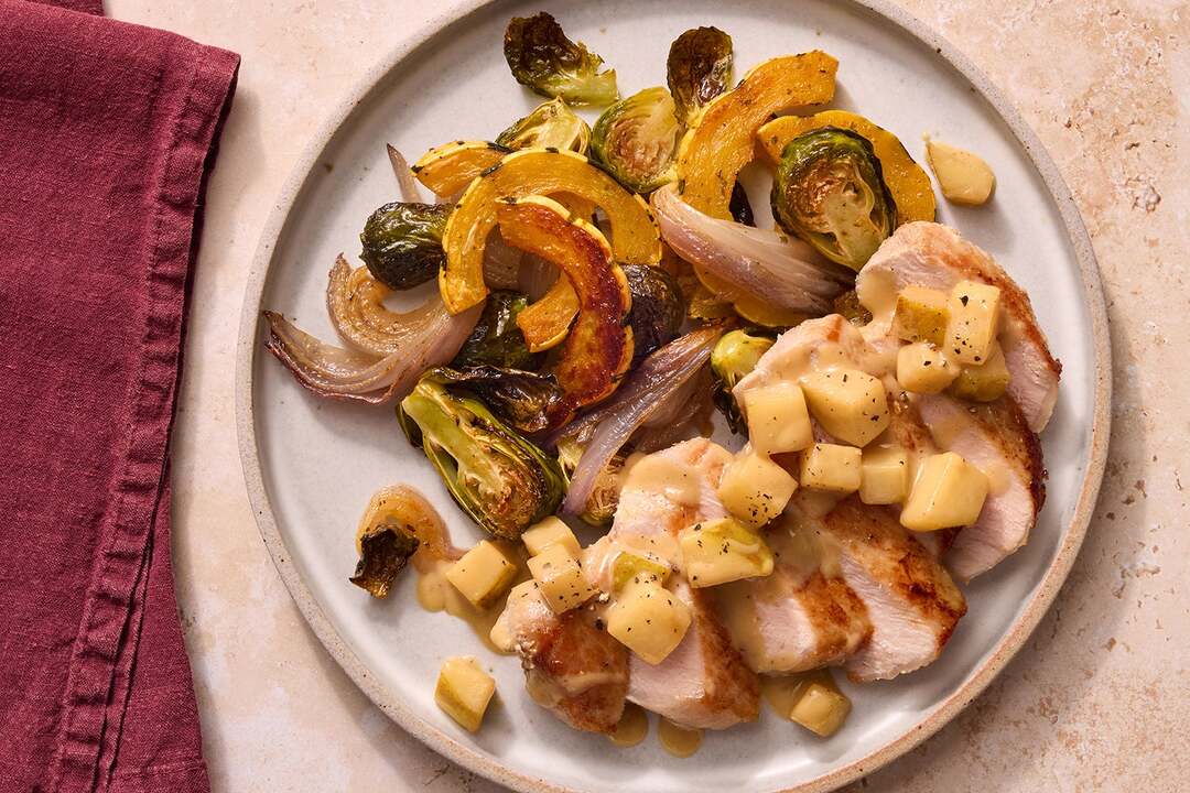 Pork Chops & Honey Mustard Glazed Pear