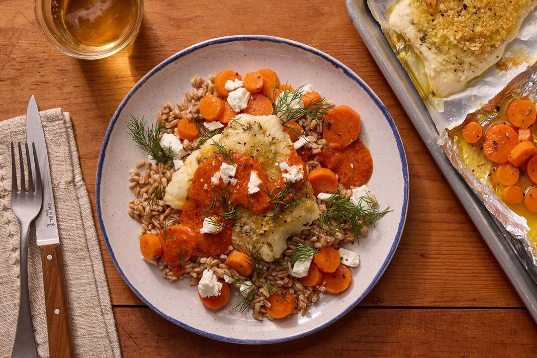 Panko-Crusted Cod & Red Pepper Pesto