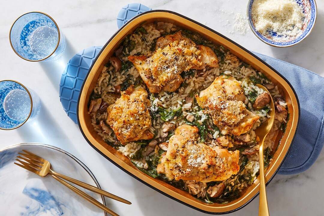 Mushroom & Panko-Crusted Chicken Thighs