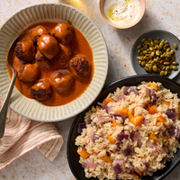 Chorizo Meatballs in Mole-Style Peanut Sauce