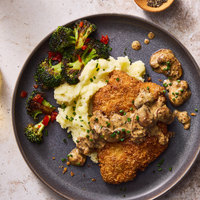 Pork Schnitzel & Creamy Mushroom Sauce