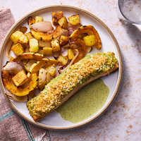 Sheet Pan Crispy Pesto Salmon