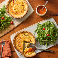 Cheesy Corn & Roasted Red Pepper Quiche