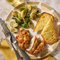 Cheesy Artichoke & Romesco Baked Chicken