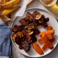 Seared Steaks & Balsamic Glazed Mushrooms