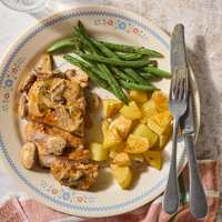 Pork Chops & Creamy Mushroom Pan Sauce