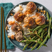 Asian Turkey Meatballs & White Rice