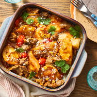 Smoky Sausage & Pierogi Bake