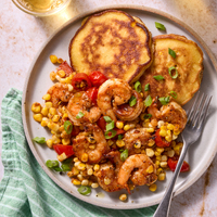 Cajun Shrimp & Corn Pancakes