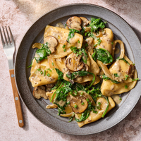 One-Pan Mushroom & Truffle Pierogies