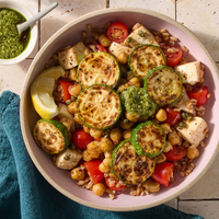 Pesto Chickpea Farro Bowls