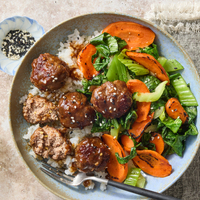 Ginger Beef Meatballs & Sichuan Soy Glaze