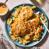 Crispy Roasted Tilapia & Veggie Orzo