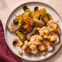 Pork Chops & Honey Mustard Glazed Pear