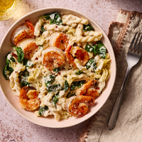 Shrimp & Creamy Lemon-Garlic Pasta