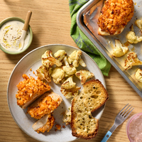 Sheet Pan Cheesy Buffalo Chicken & Ranch
