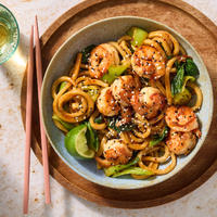 Orange-Chili Crisp Shrimp Udon