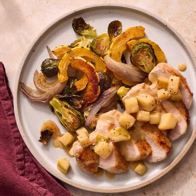 Pork Chops & Honey Mustard Glazed Pear