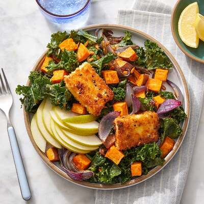 Fried Feta & Kale Salad