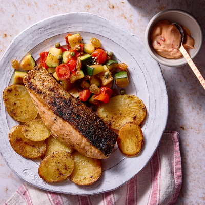 Crispy Skin Salmon & Calabrian Mayo