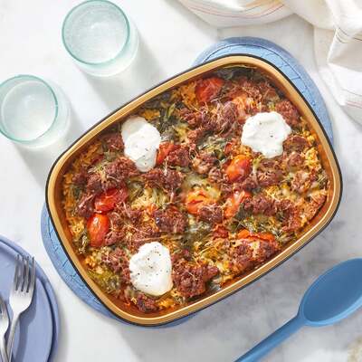 Oven-Baked Tomatillo Chorizo & Rice
