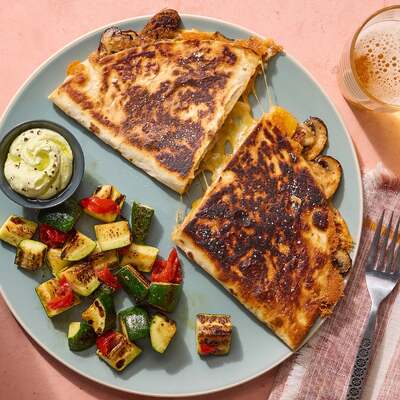 Spicy Mushroom & Onion Quesadillas