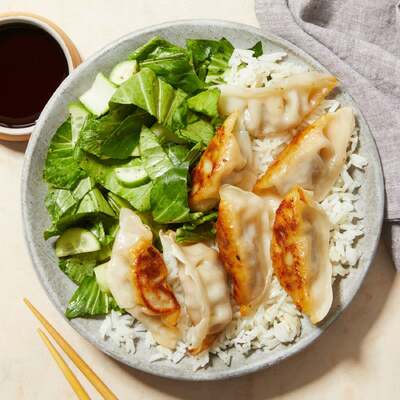 Seared Beef Dumplings & Jasmine Rice