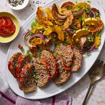 Sheet Pan Gochujang-Glazed Meatloaf