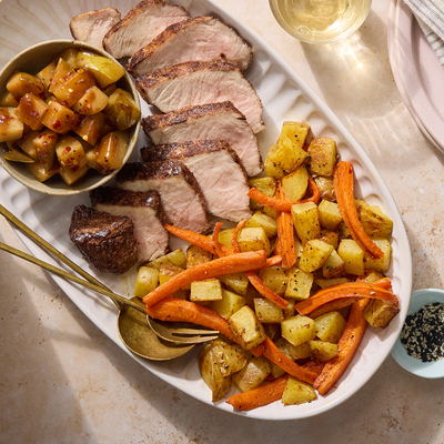 Sheet Pan Pork & Hoisin Glazed Pear