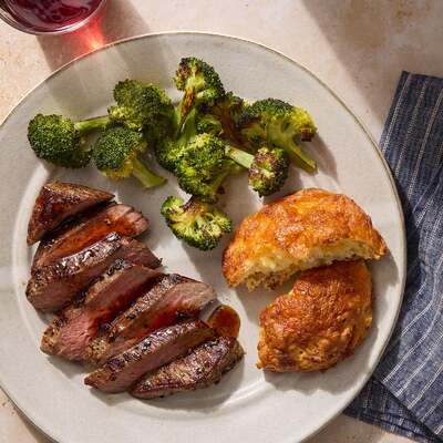Flank Steaks & Cheesy Homemade Biscuits
