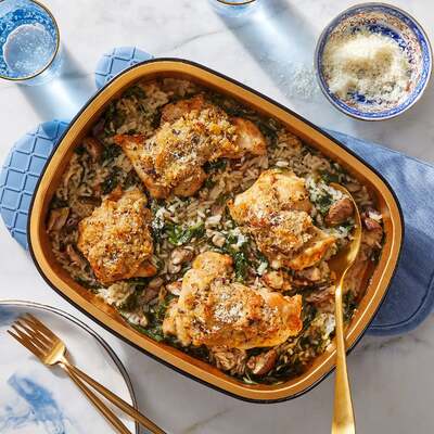 Mushroom & Panko-Crusted Chicken Thighs