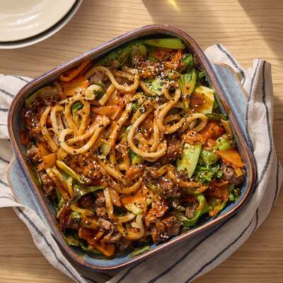 Korean-Style Beef & Udon Bake