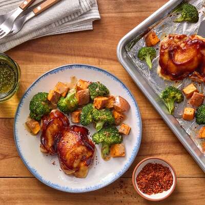 Sheet Pan Soy-Miso Chicken Thighs