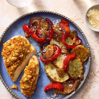 Sheet Pan Cheesy Italian Chicken