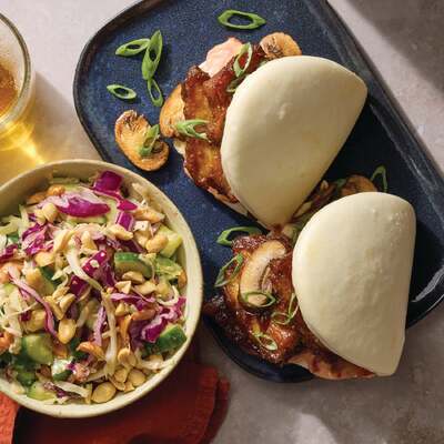 Glazed Pork Belly & Mushroom Bao Buns