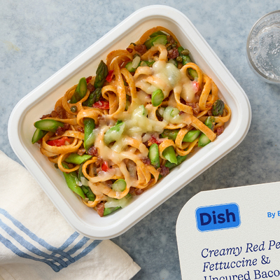 Creamy Red Pepper Fettuccine & Uncured Bacon