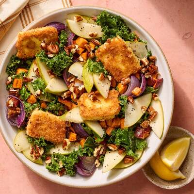 Fried Feta & Kale Salad